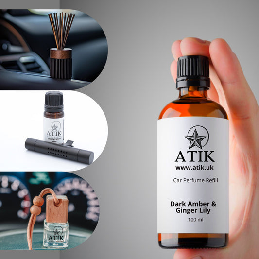 Dark Amber & Ginger Lily Car Perfume Refill – Luxurious & Calming Scent